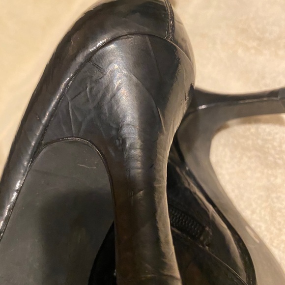 Mixit Ladies Black Mid Calf Patent Leather Boots - Picture 4 of 6